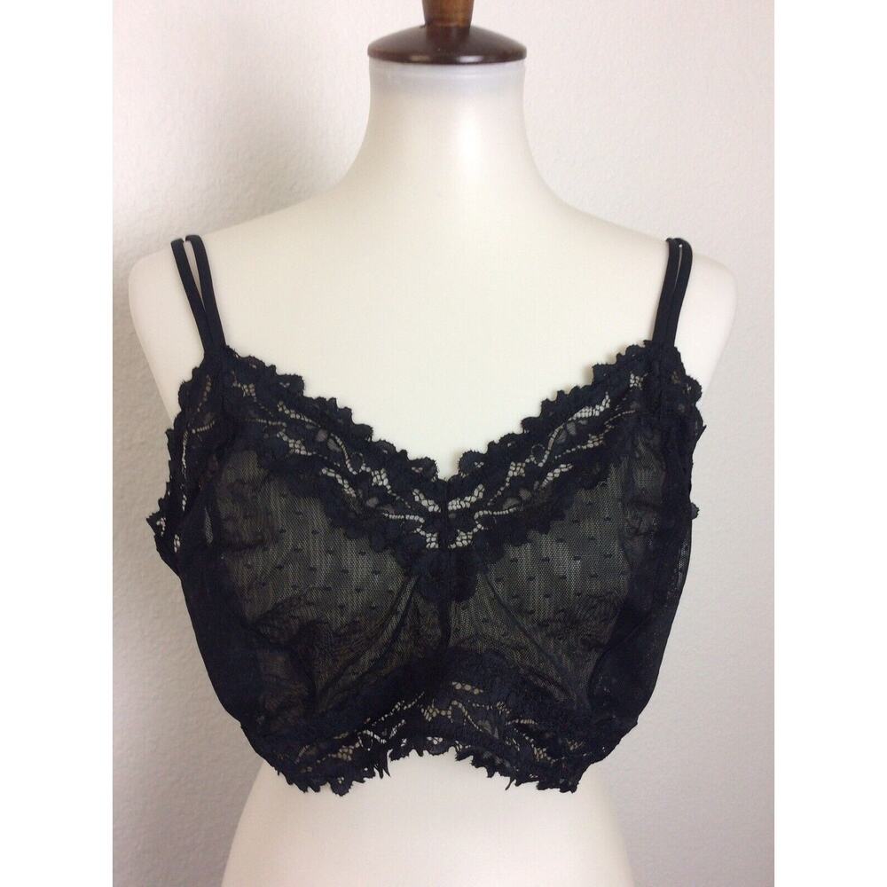 Savage x Fenty Lingerie Plunge Bra Lace Trim Swiss Dot Sheer Intimates